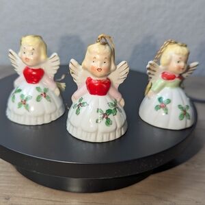 Vintage Japan Ceramic Angel Bell Ornaments